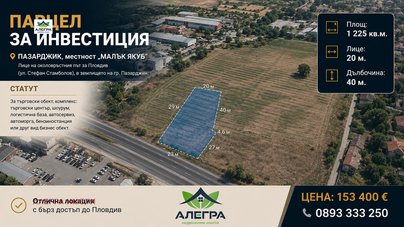 Продава ПАРЦЕЛ в град Пазарджик, Промишлена зона - Изток